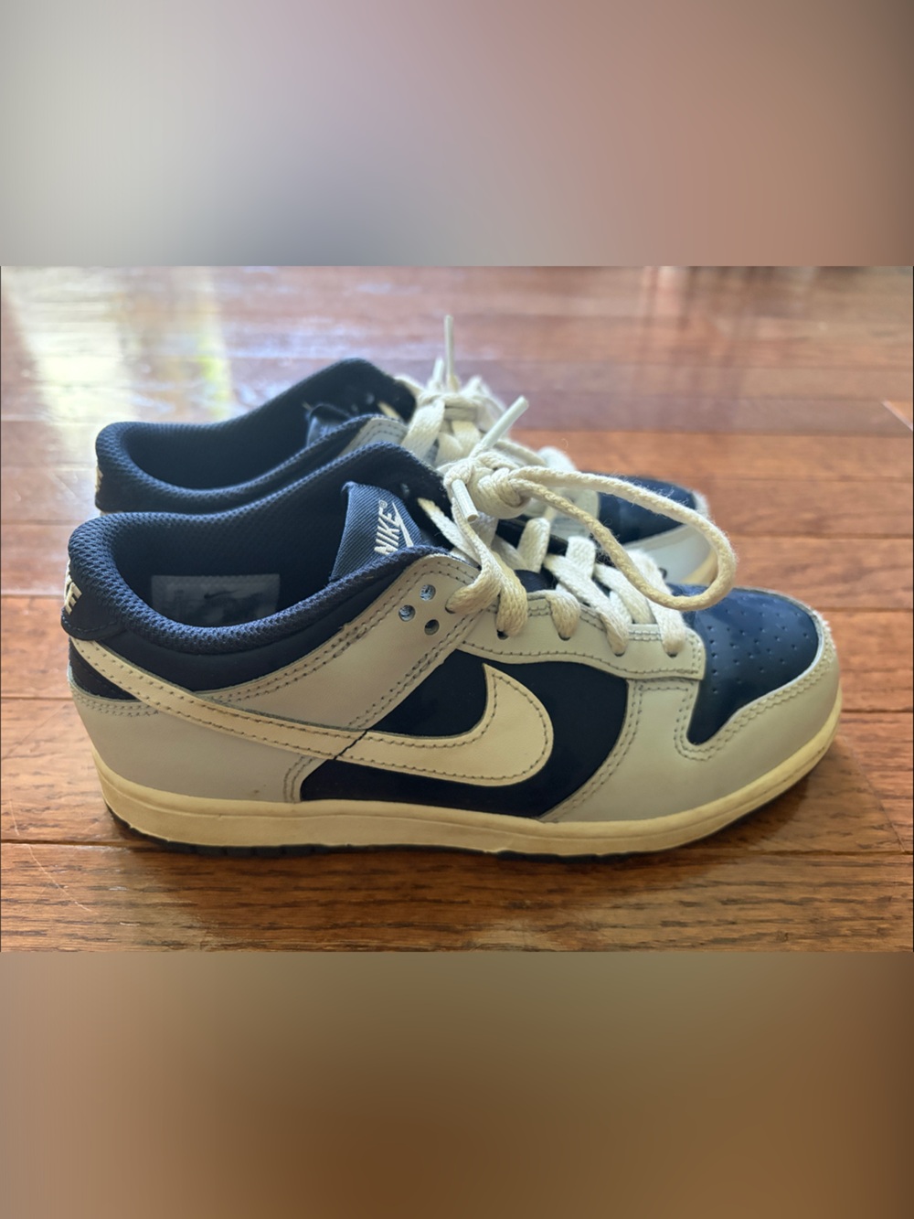 Size 2 Youth Nike Dunk Low Ps 'football Grey Midnight Navy' Fb9108-002
